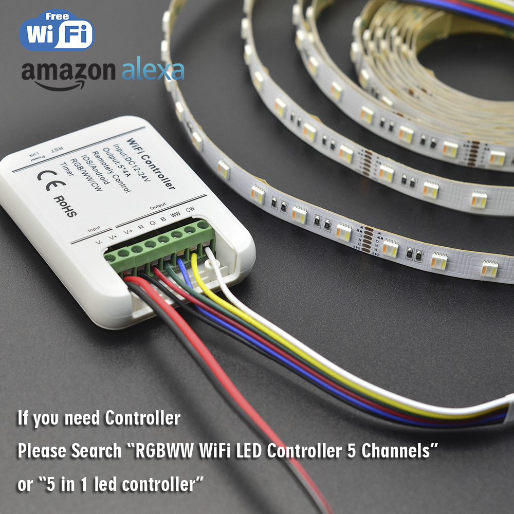 5in1 RGBCCT Color Changing Lights - 12mm 24V/12V 5050 LED Strip - 60LEDs/m 5in1 RGBCCT Color Changing Lights - 12mm 24V/12V 5050 LED Strip - 60LEDs/m